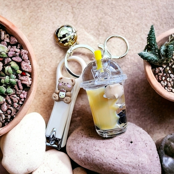 Accessories - New! BOBA Milk Tea Bear Floating Key Ring